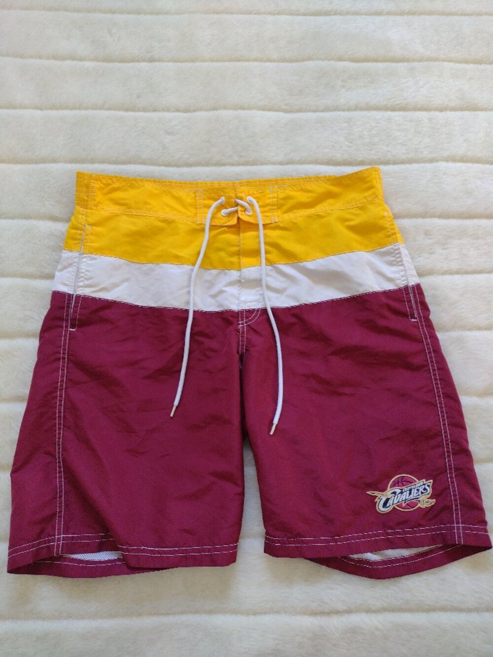 NBA Men's Board Shorts Swim Trunks Cleveland Cavaliers Medium Red Yellow
